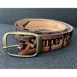 US MARINE RETIRED SEMPER FI MILITARY VETERAN COWHIDE LEATHER BELT MADE IN USA 44